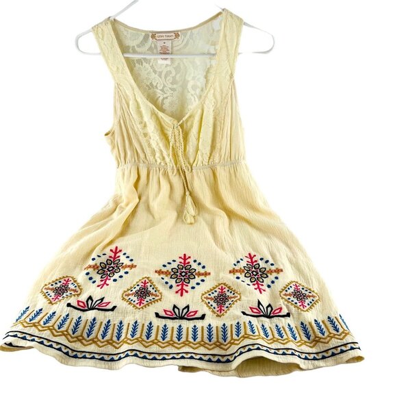 Flying Tomato Women's size Medium Dress Boho Embroidered Sleeveless Short Ivory - Picture 1 of 4
